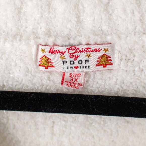 Merry Christmas By Poof Women’s 3XL‎ White Soft Knome Sequin Sweater - Picture 4 of 8